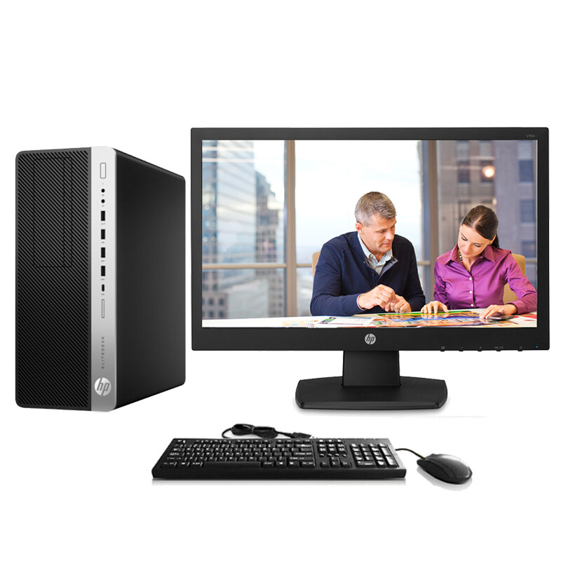 惠普(HP)EliteDesk 800G3 TWR 800G2升级版商用办公台式机电脑 主机+21.5英寸显示器 I3-7100 4G 1T+128G DVDRW